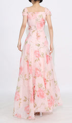 Dyllis Romantic Pink Rose Floral Maxi Dress