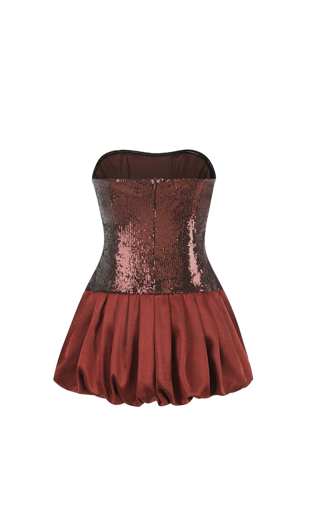 Irn Dazzling Bronze Sequin Strapless Bubble Mini Dress