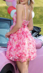 Deirdre Vibrant Pink Floral Halter Mini Dress