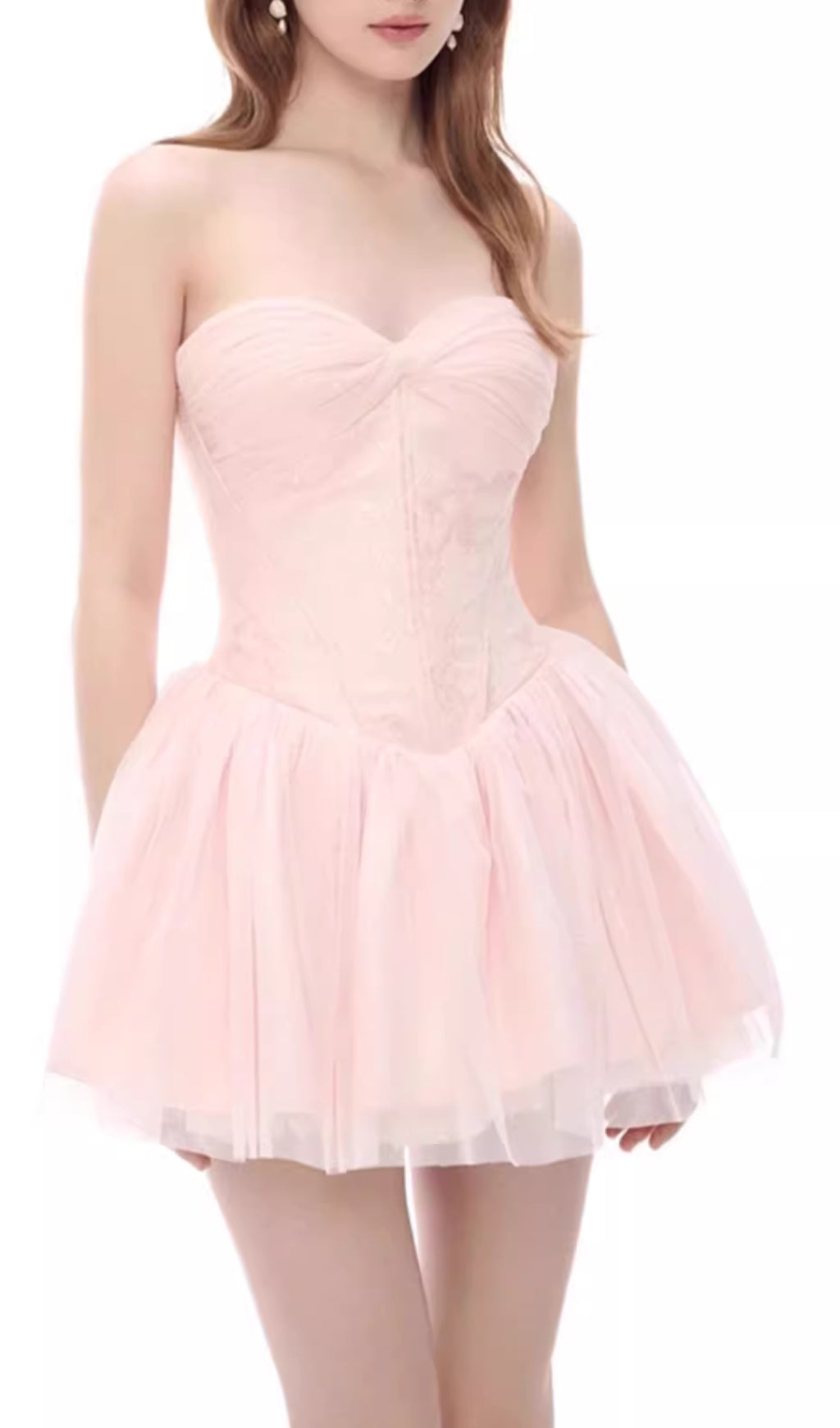 Eri Sweetheart Pink Tulle Mini Dress