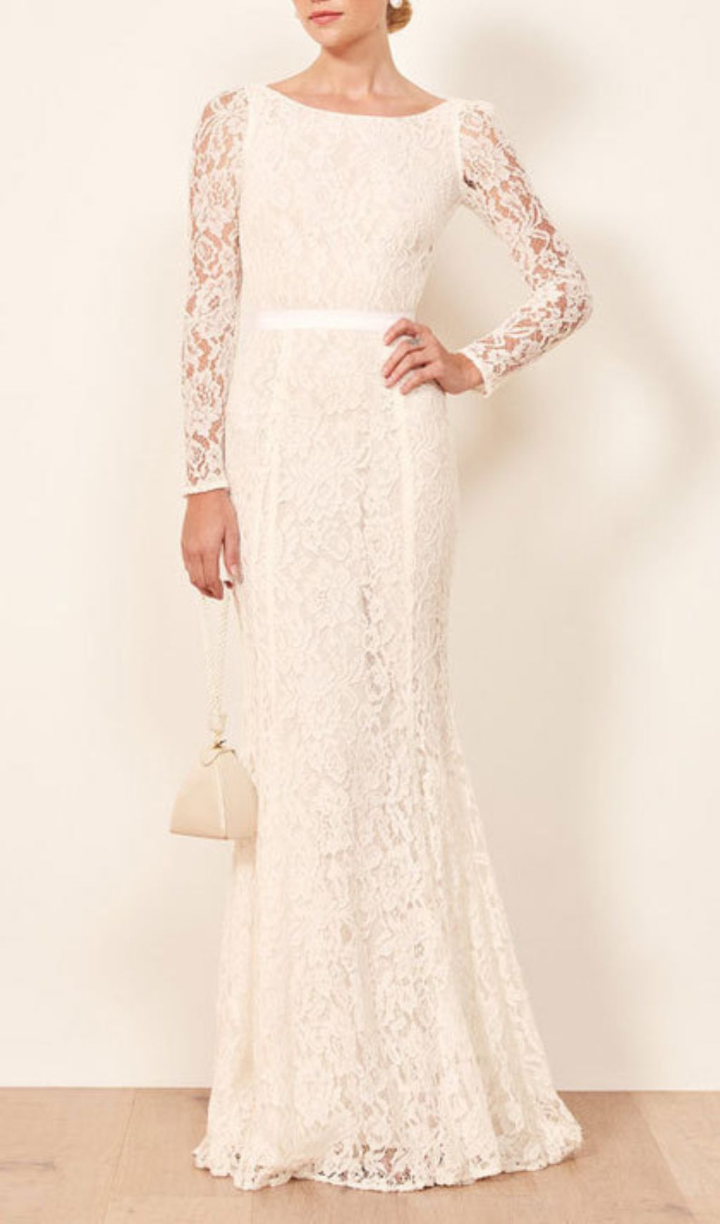 Haynes Elegant White Lace Long Sleeve Maxi Dress