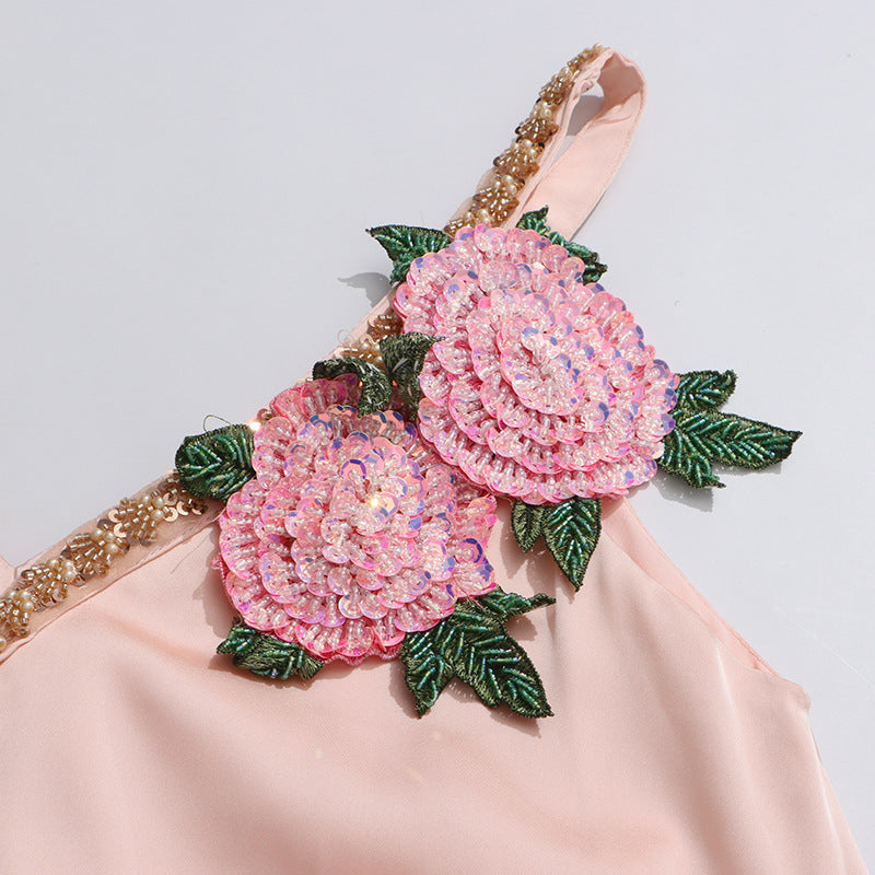 Inge Elegant Pink Floral Maxi Dress