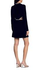 Maryline Glamour Velvet Mini Dress with Sparkling Cutouts