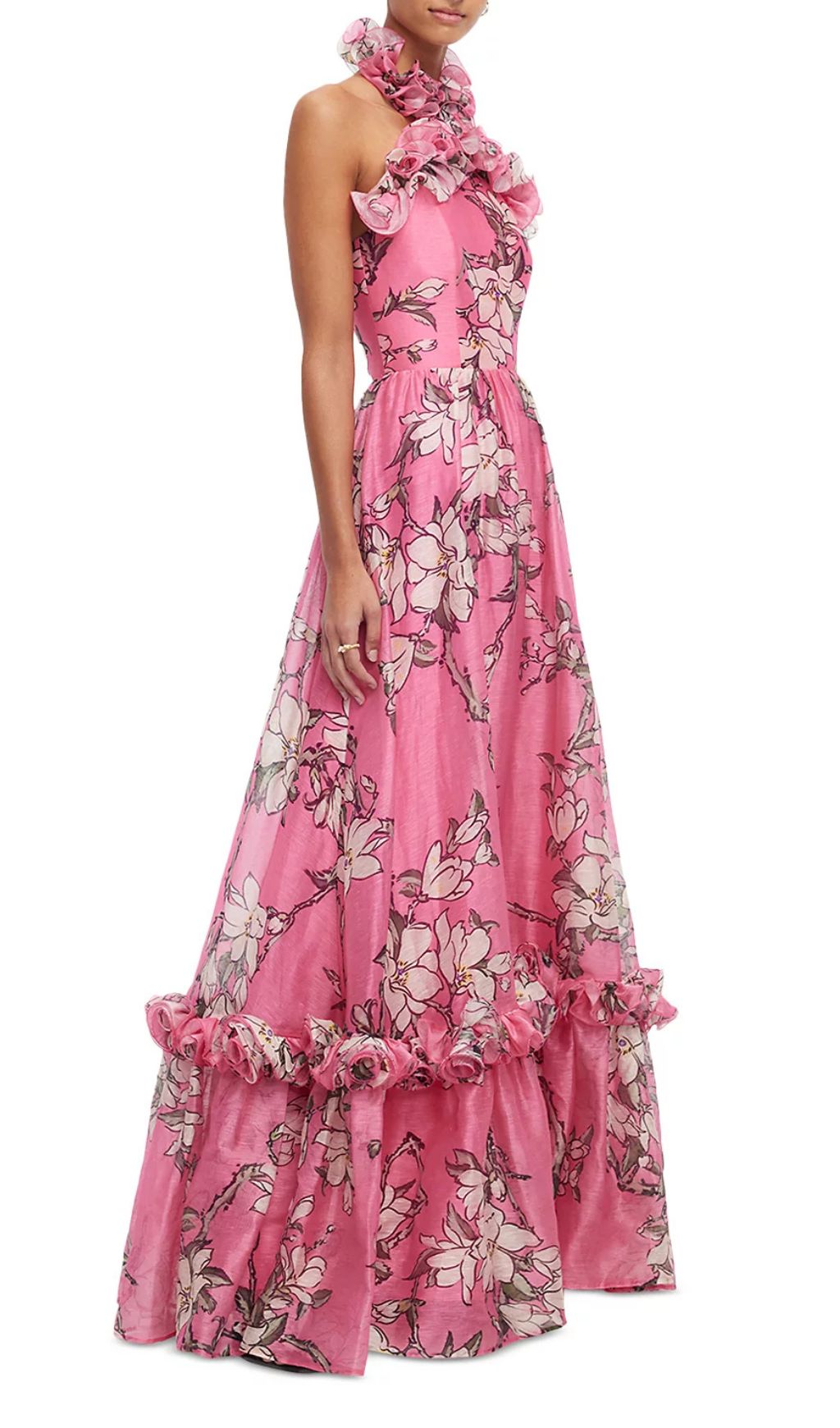 Isabelle Floral Ruffled Halter Maxi Dress