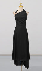 Gibson Black Halter Maxi Dress with Gold Accent & Draped Silhouette
