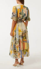 Deserae Mediterranean Muse Artistic Print Midi Dress