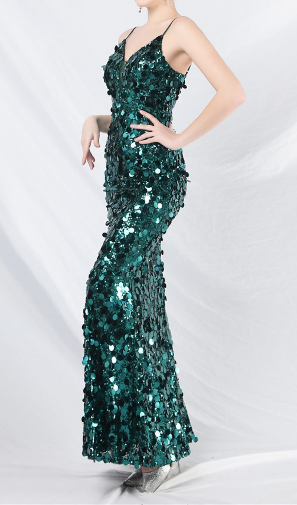Chole Emerald Green Sequin Maxi Dress