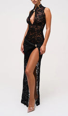Ivana Black Lace Maxi Gown