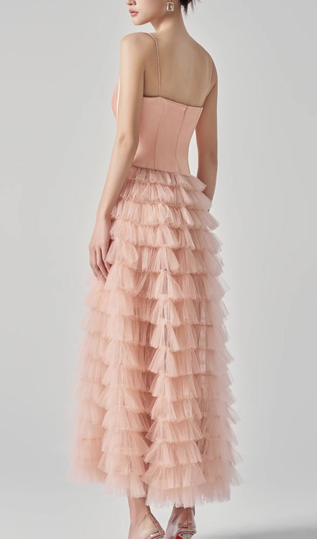 Doba Bow Tiered Tulle Maxi Dress