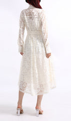 Erv Elegant White Lace Midi Dress