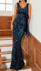 Glamorous V-Neck Sequin Maxi Dress