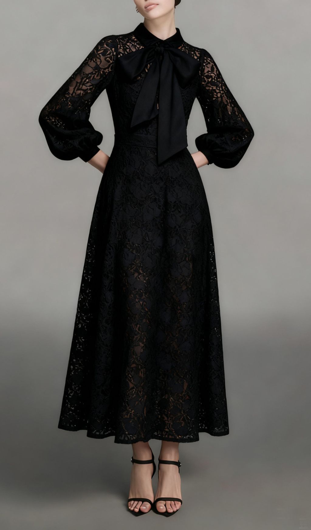 Issay Elegant Lace Maxi Dress with Statement Bow
