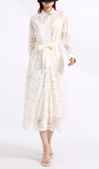 Erv Elegant White Lace Midi Dress