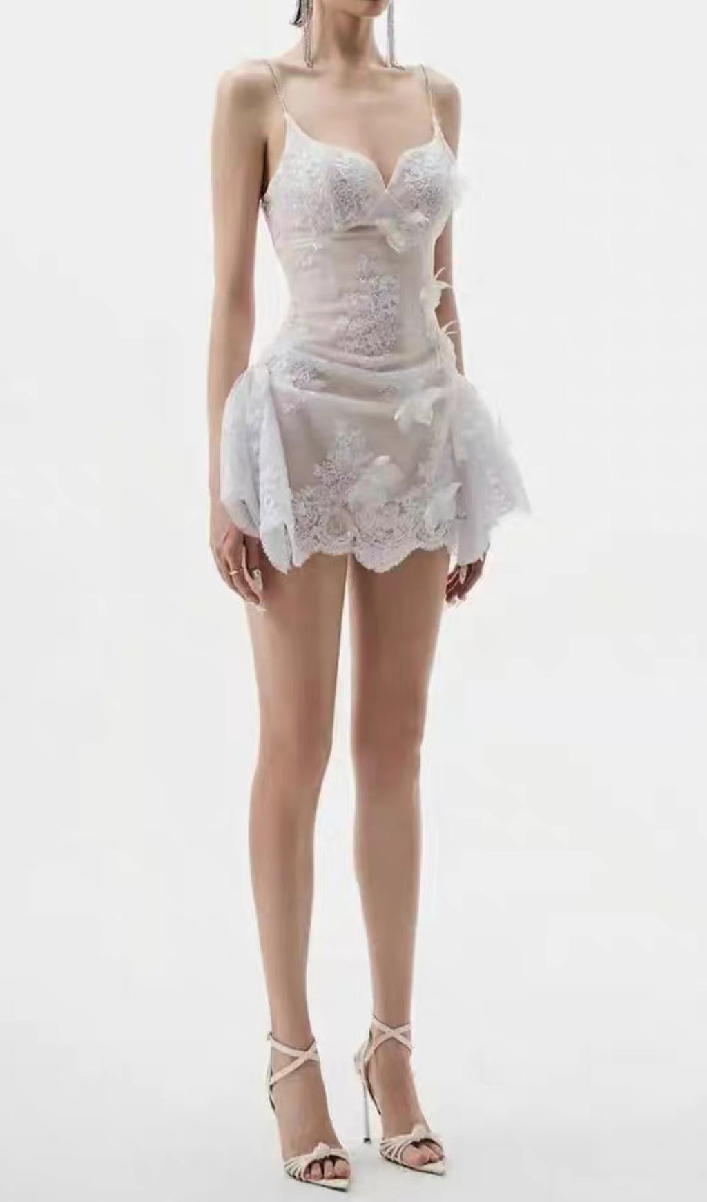 Douce Ethereal White Lace Mini Dress
