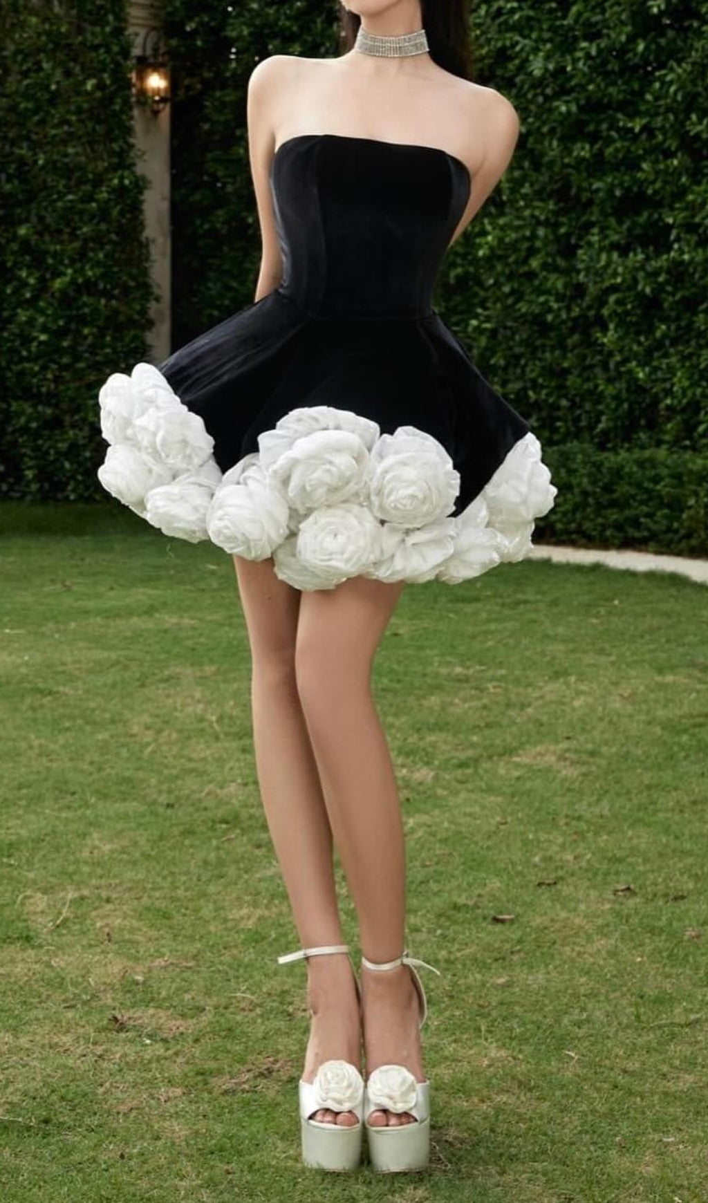 Candie Black Velvet Strapless Mini Dress