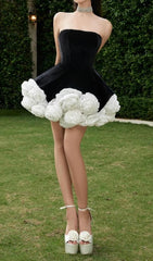 Candie Black Velvet Strapless Mini Dress