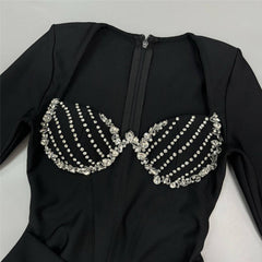 Felicja Diamante Long Sleeve Maxi Gown