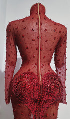 Jandina Dazzling Red Sequin & Diamante Mini Dress