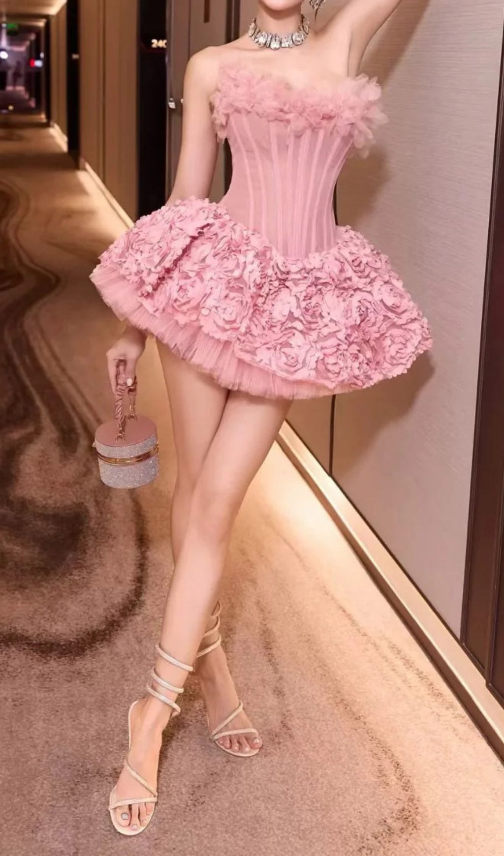 Irma Strapless Corset Floral Mini Dress