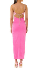 Sparkle & Bow Pink Cutout Maxi Dress