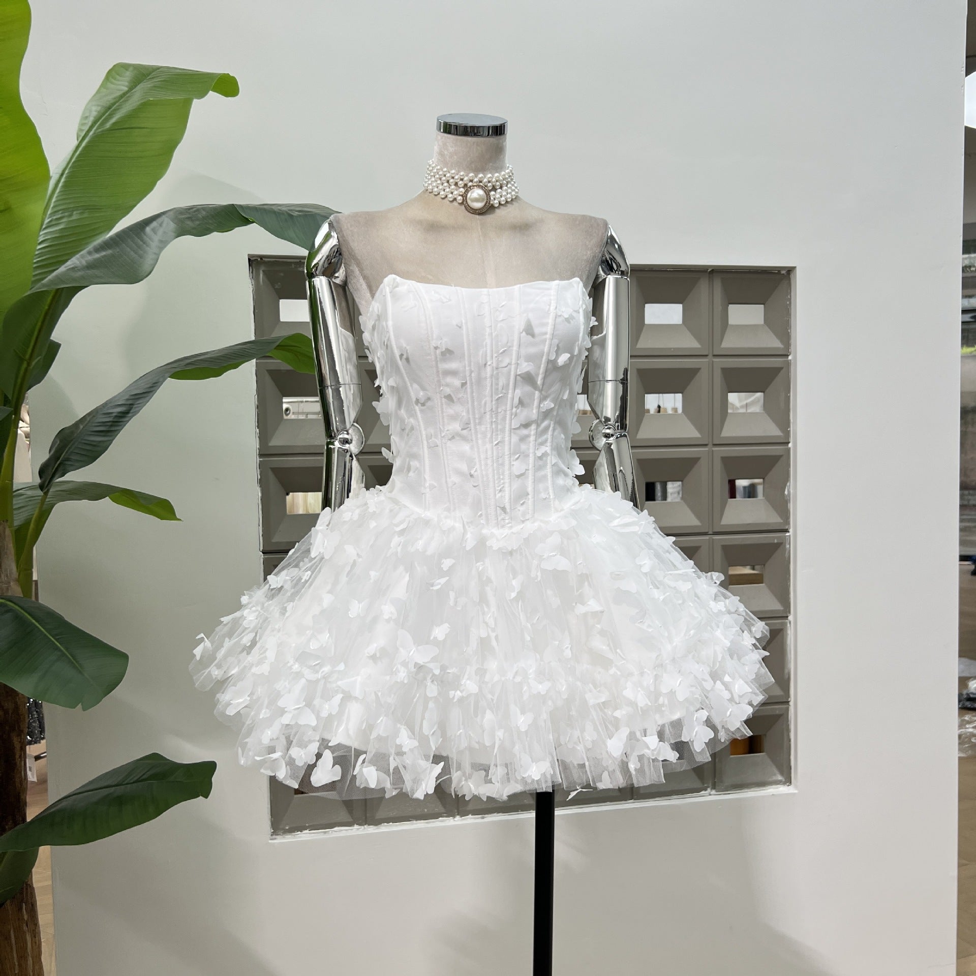 FYRA Strapless Pink Butterfly Corset Mini Dress