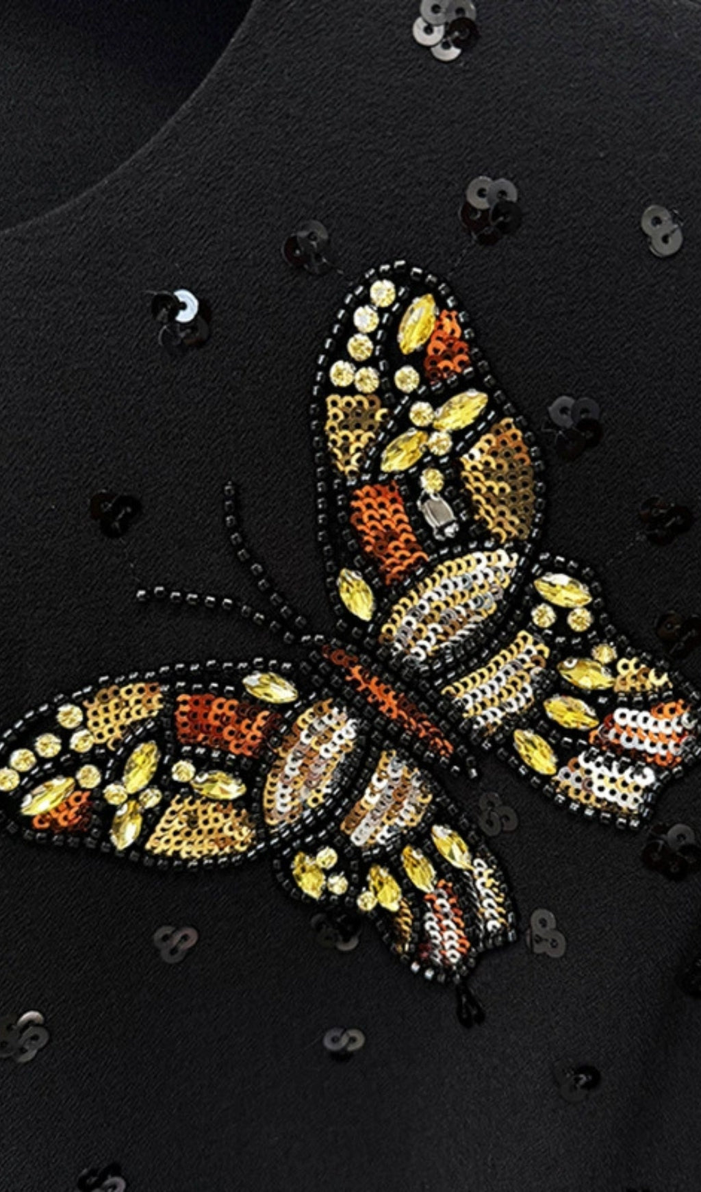 Black Butterfly Sequin Mini Dress