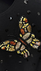 Black Butterfly Sequin Mini Dress