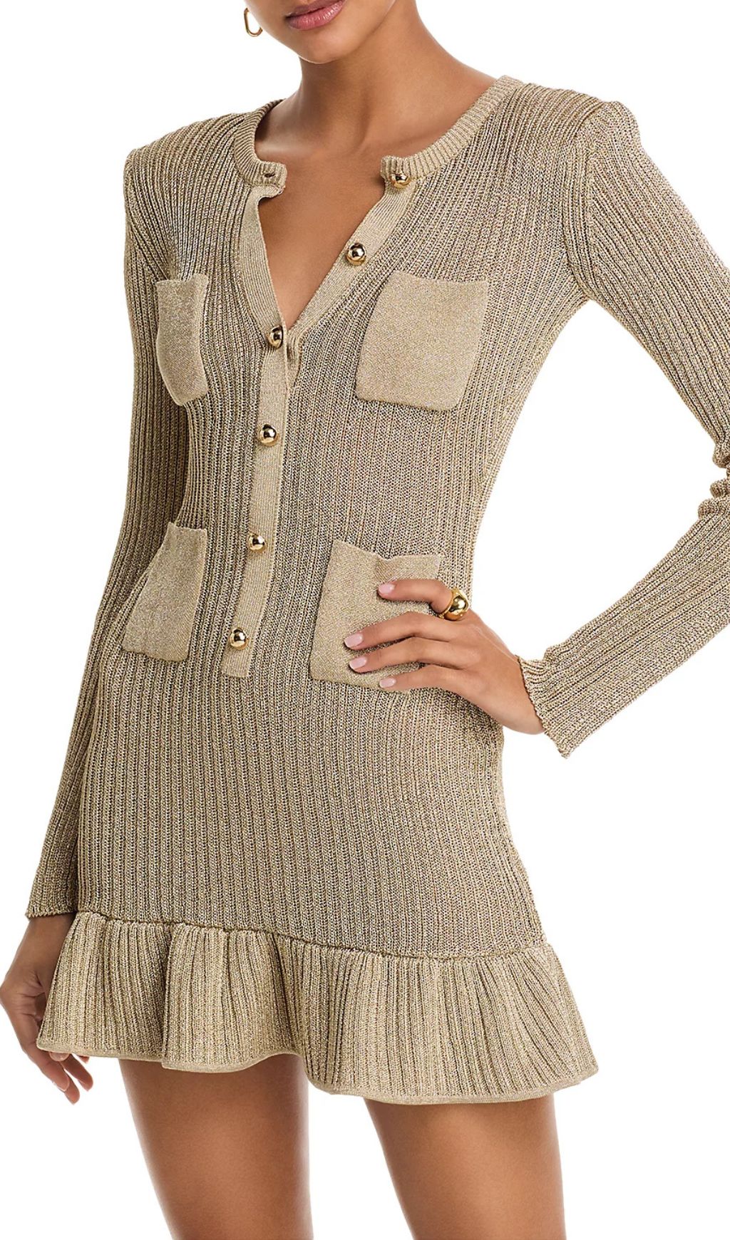 Shimmering Metallic Knit Mini Dress