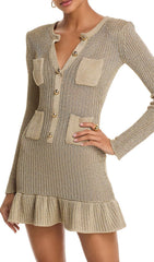 Shimmering Metallic Knit Mini Dress