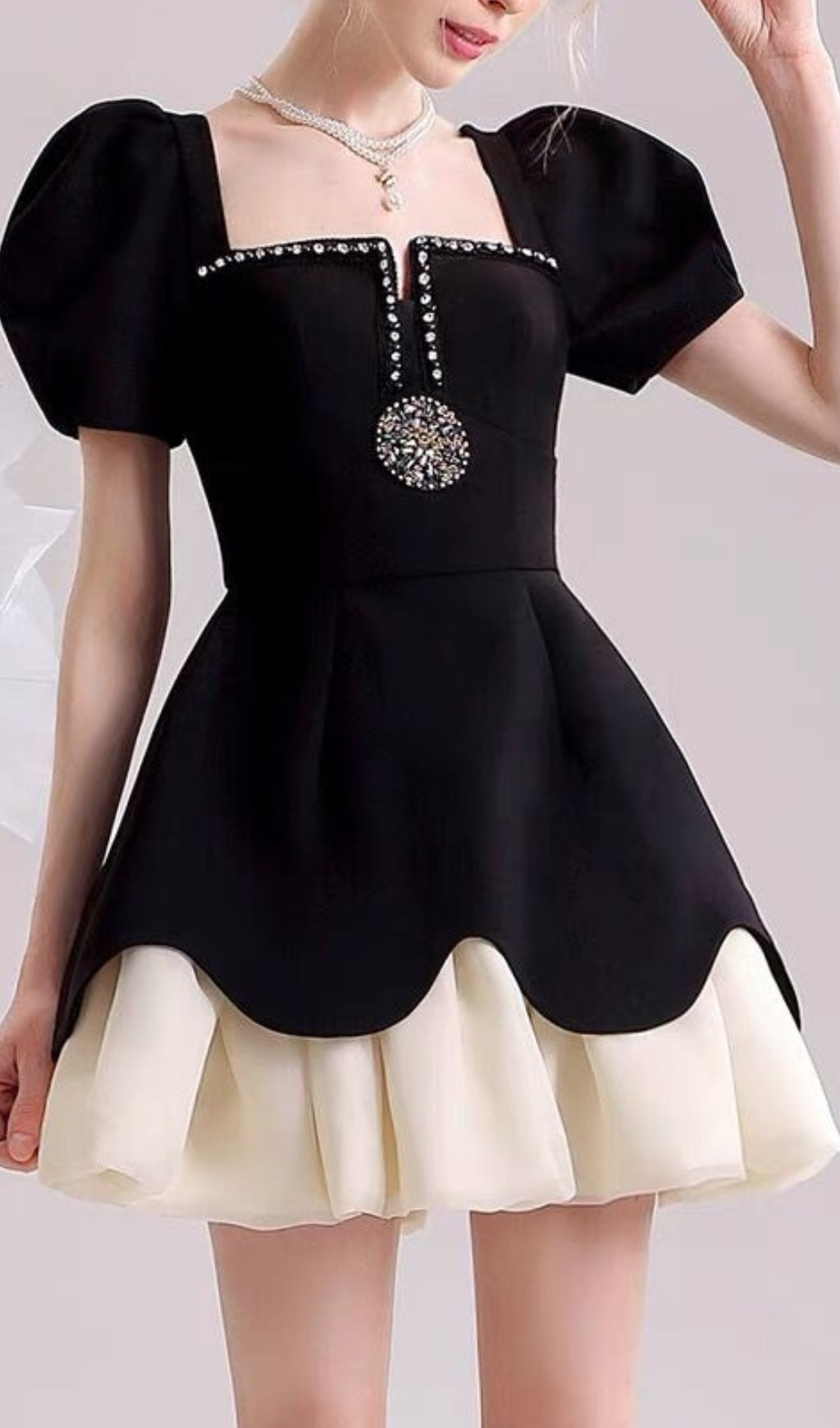 Cayla Chic Black Puff Sleeve Mini Dress