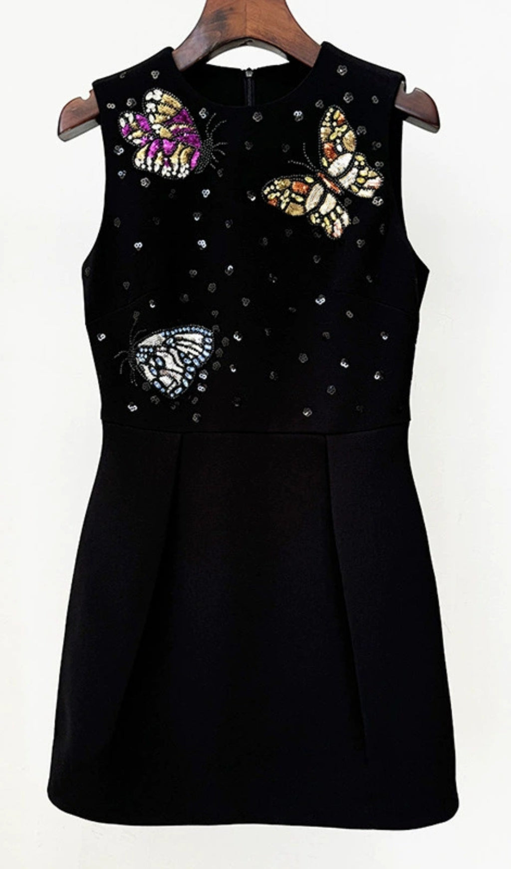 Black Butterfly Sequin Mini Dress