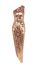 Jorja Dazzling Gold Sequin One-Shoulder Maxi Dress