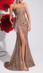 Jetje Sparkling Sequin High-Slit Maxi Gown