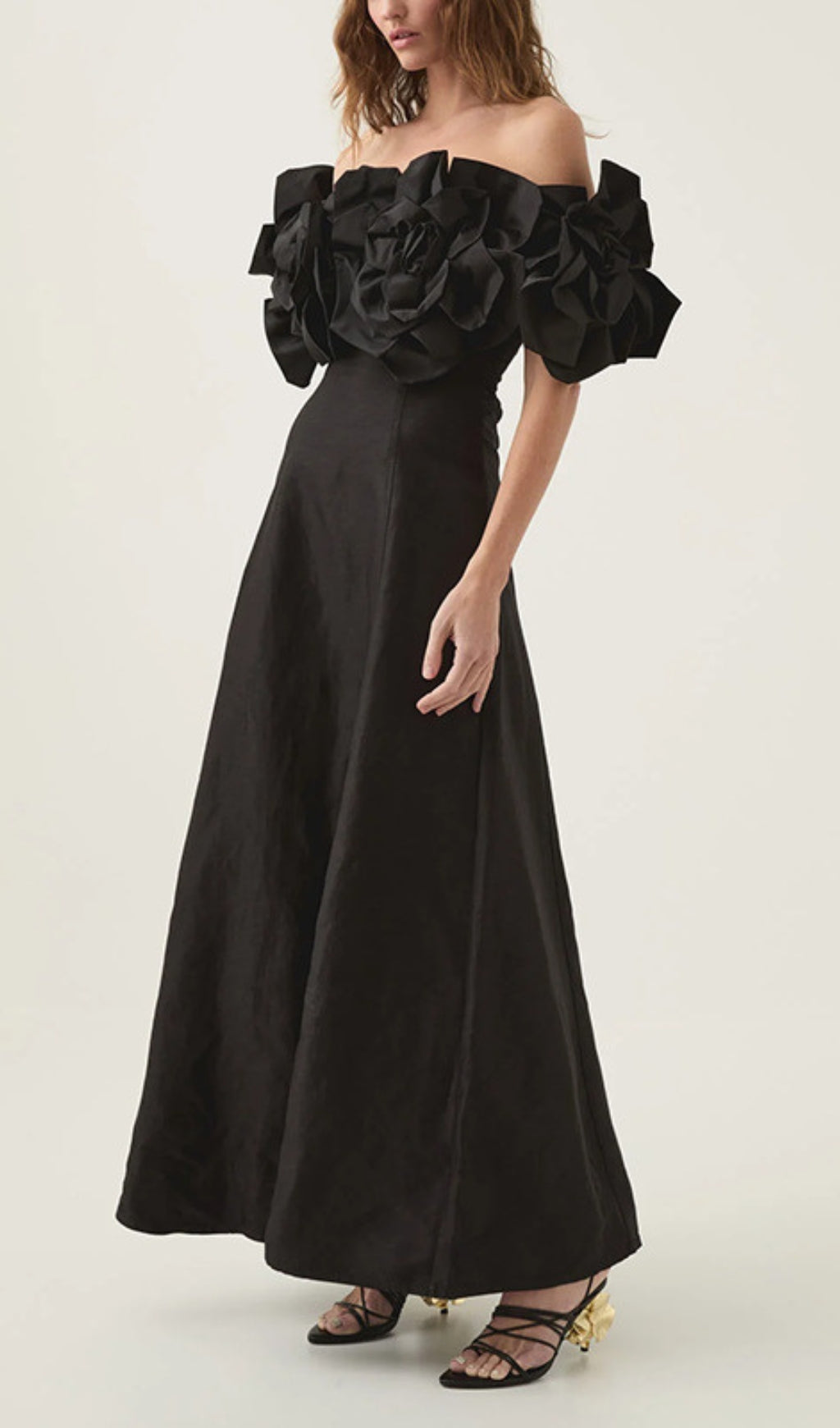 Chabela "Rose Bloom" Off-Shoulder Maxi Dress