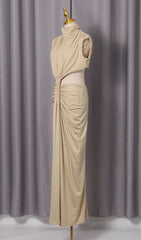 Itxaro Khaki Halter Cutout Maxi Dress