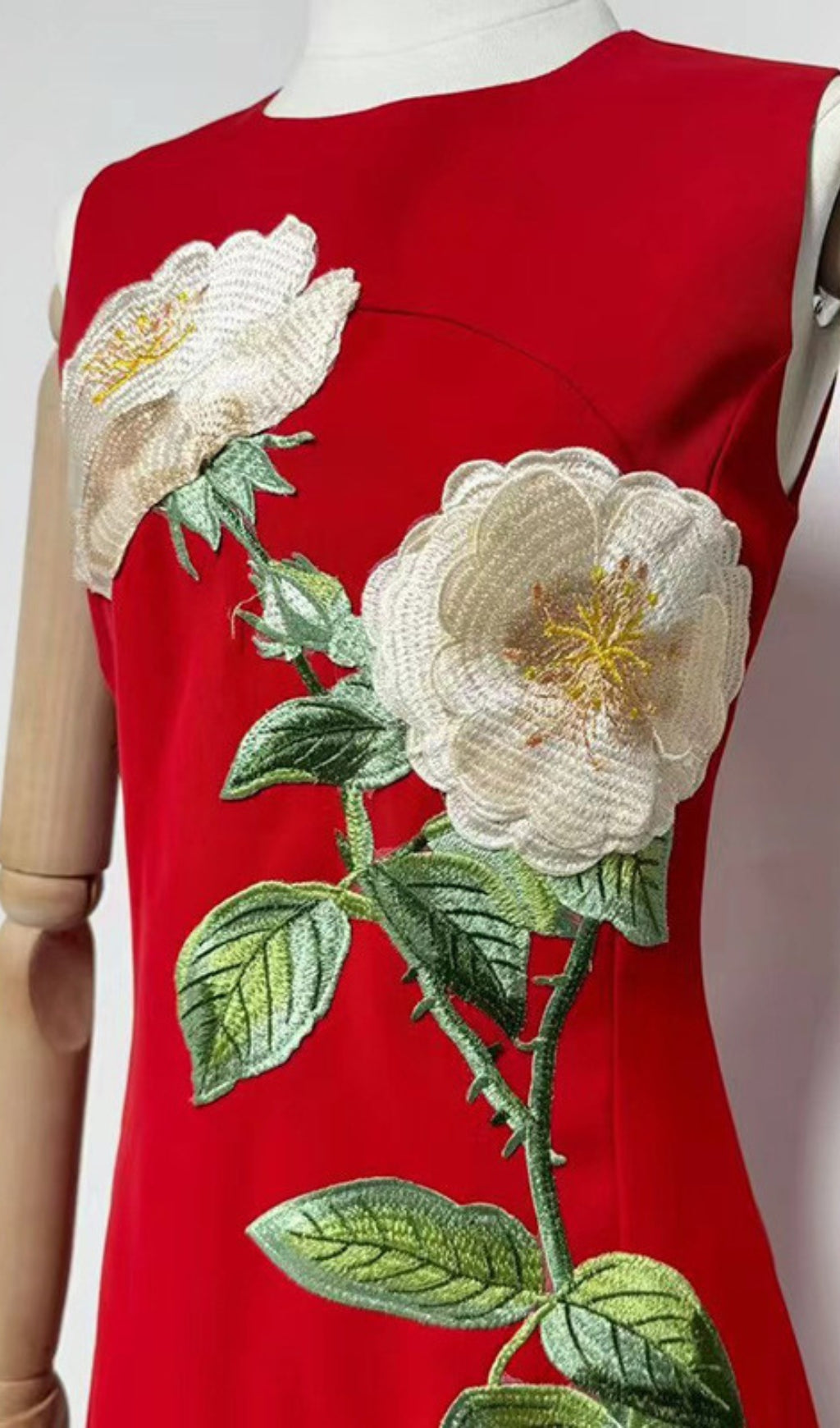 Gigi Rose Bloom Embroidered Sleeveless Midi Dress