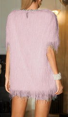 Celena Dazzling Pink Pearl Fringe Mini Dress