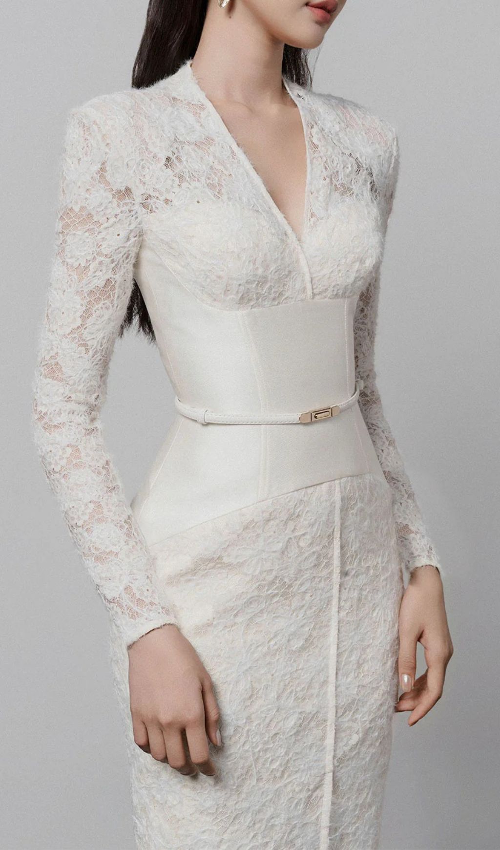 Gaia V-Neck Lace Midi Sheath Dress
