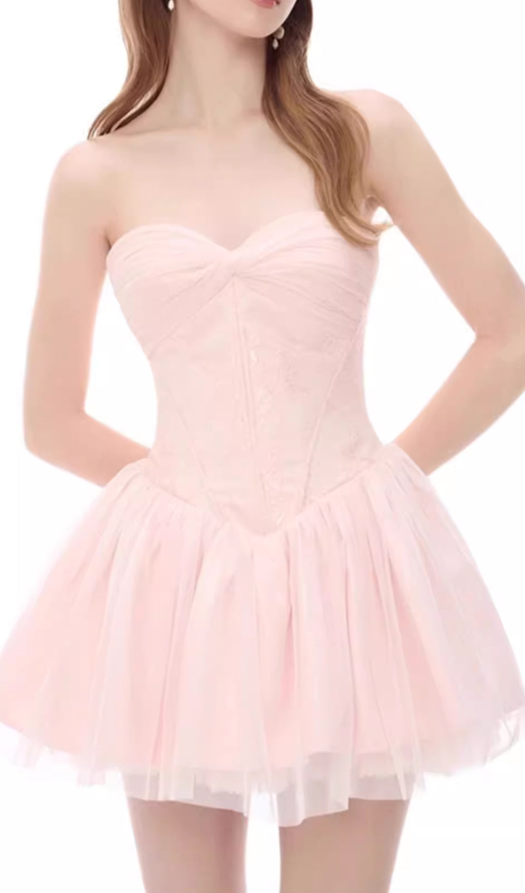 Eri Sweetheart Pink Tulle Mini Dress