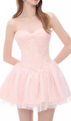 Eri Sweetheart Pink Tulle Mini Dress