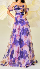 Daylen Enchanting Floral Off-Shoulder Chiffon Maxi Dress