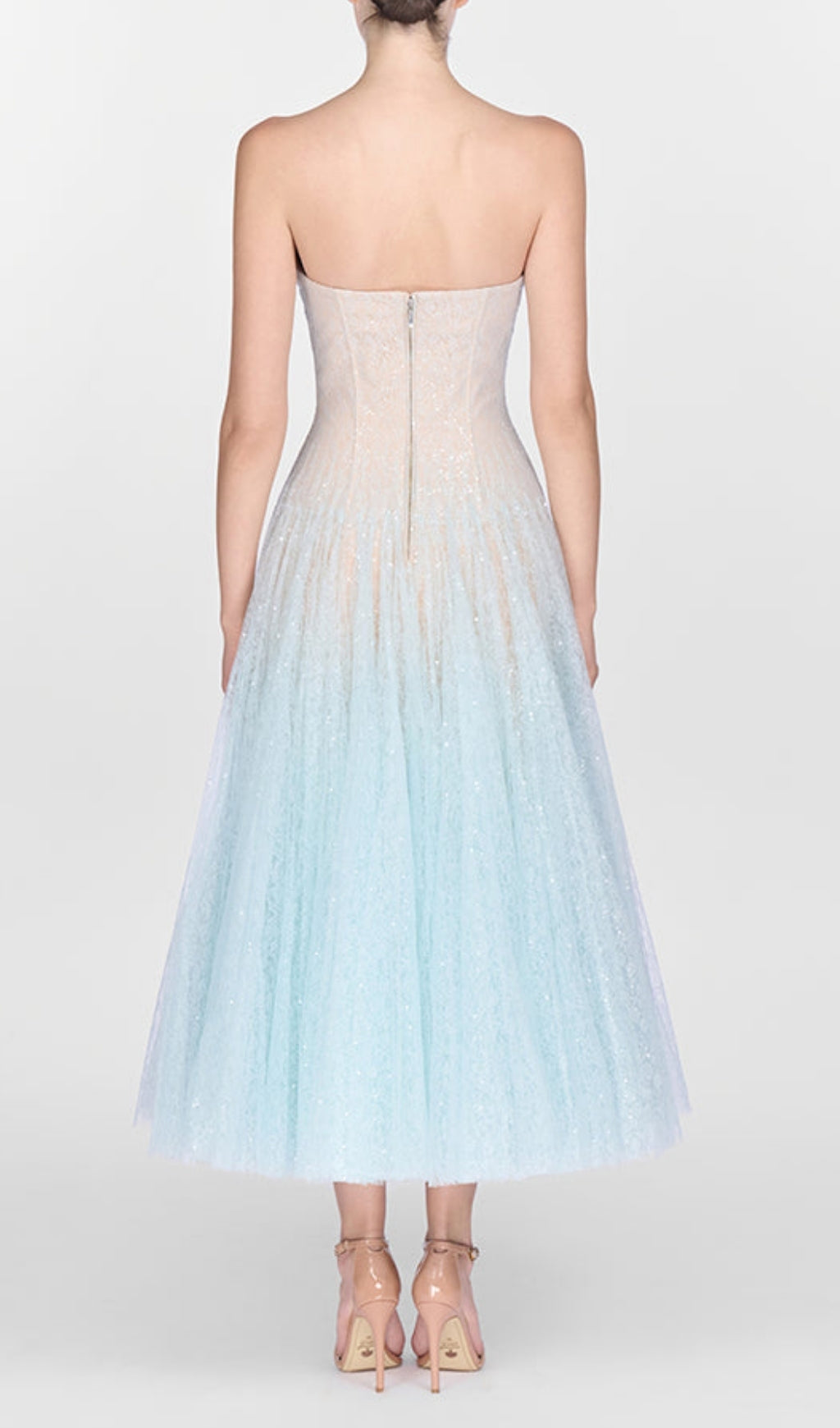 Estevan Sparkling Ombre Tulle Midi Dress