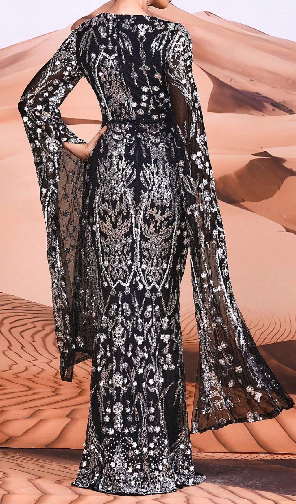 Luxurious Black & Silver Sequin Maxi Dress