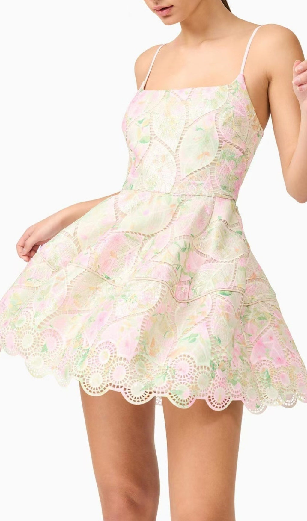 Fujiko Blossom Bloom Eyelet Strappy Mini Dress