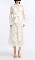 Erv Elegant White Lace Midi Dress