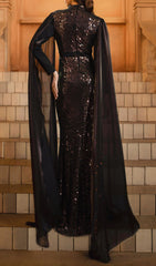 Folami Dazzling Sequin & Illusion Mesh Maxi Dress