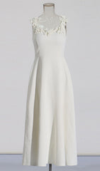 Janan White Floral Midi Dress
