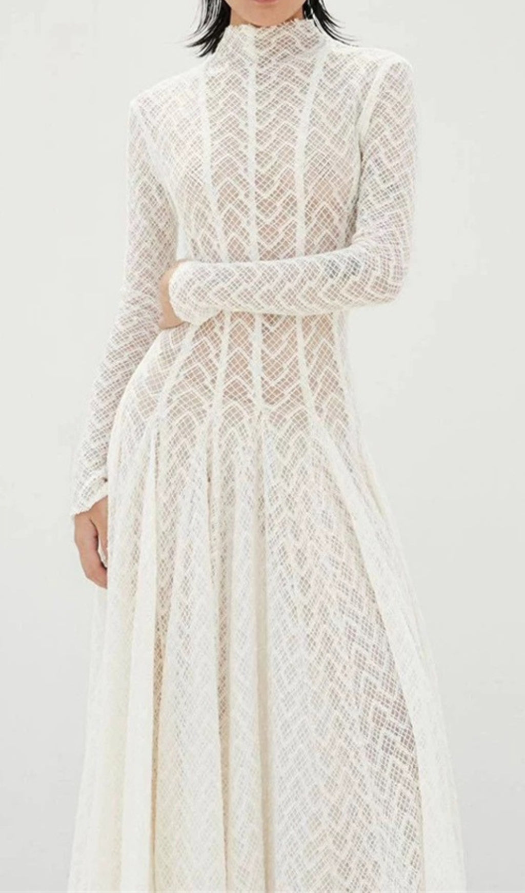 Dalise Elegant White Lace Maxi Dress