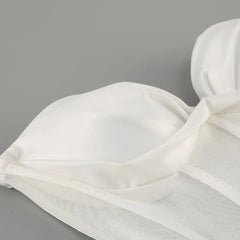 Glamorous White Corset Mesh Maxi Dress with High Slit