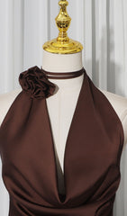 Jeneva Coffee Halter Maxi Dress